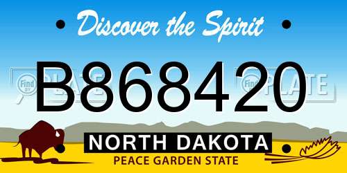 B868420 North Dakota License Plate
