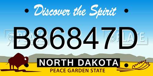 B86847D North Dakota License Plate