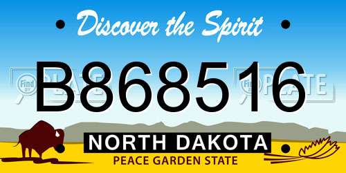 B868516 North Dakota License Plate