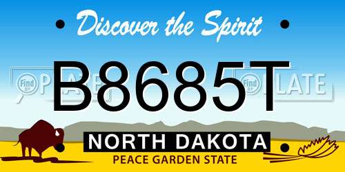 B8685T North Dakota License Plate