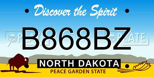 B868BZ North Dakota License Plate