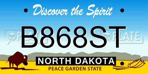 B868ST North Dakota License Plate