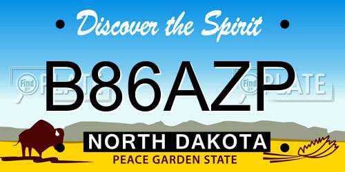 B86AZP North Dakota License Plate