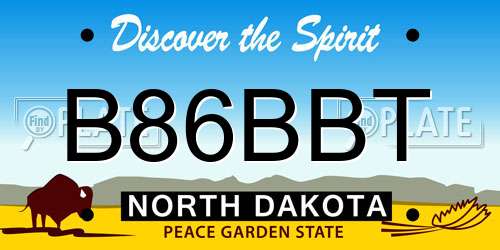 B86BBT North Dakota License Plate