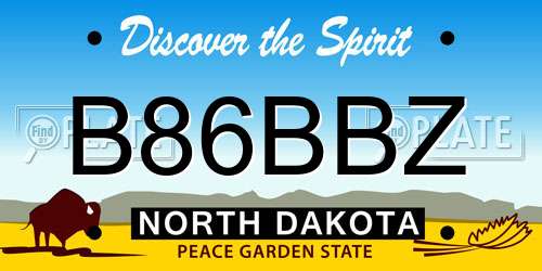 B86BBZ North Dakota License Plate
