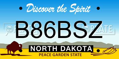 B86BSZ North Dakota License Plate