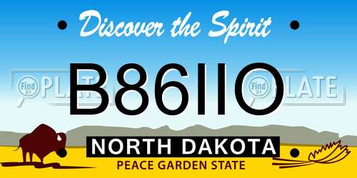 B86IIO North Dakota License Plate