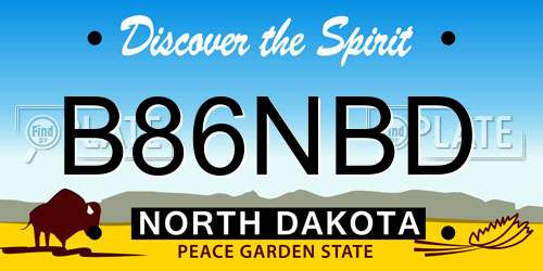 B86NBD North Dakota License Plate