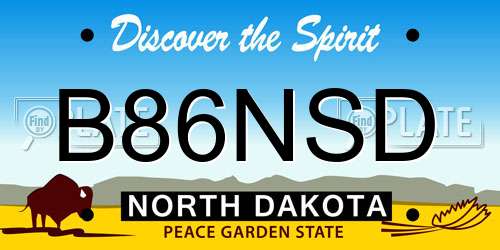 B86NSD North Dakota License Plate