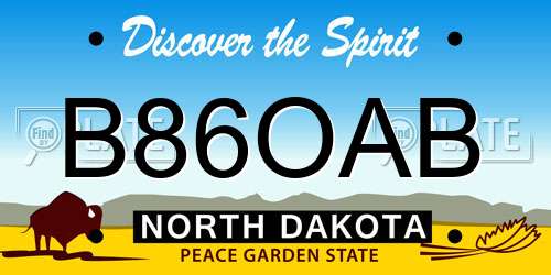 B86OAB North Dakota License Plate