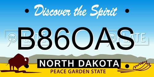 B86OAS North Dakota License Plate