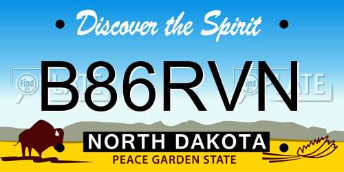 B86RVN North Dakota License Plate