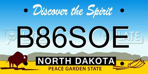 B86SOE North Dakota License Plate