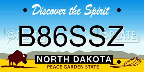 B86SSZ North Dakota License Plate