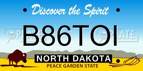 B86TOI North Dakota License Plate