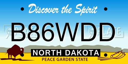 B86WDD North Dakota License Plate