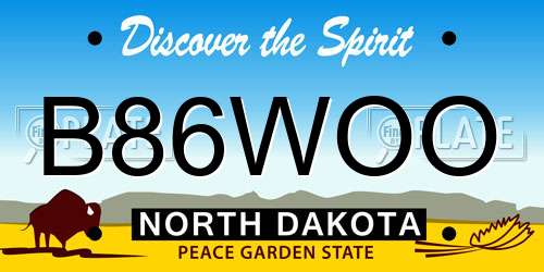 B86WOO North Dakota License Plate