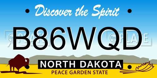 B86WQD North Dakota License Plate