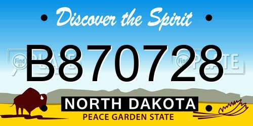 B870728 North Dakota License Plate