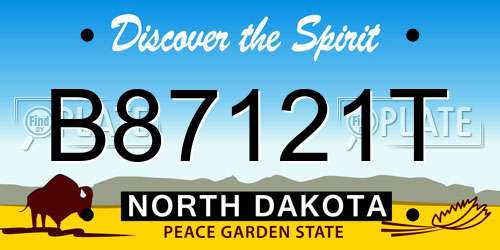 B87121T North Dakota License Plate