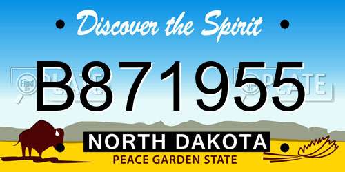 B871955 North Dakota License Plate