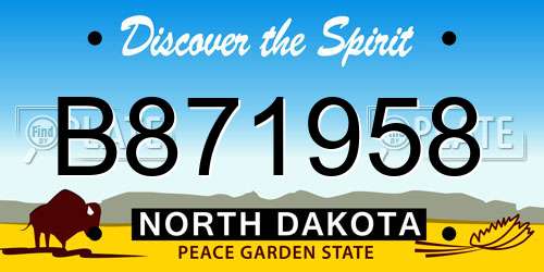 B871958 North Dakota License Plate