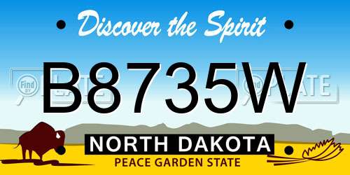 B8735W North Dakota License Plate
