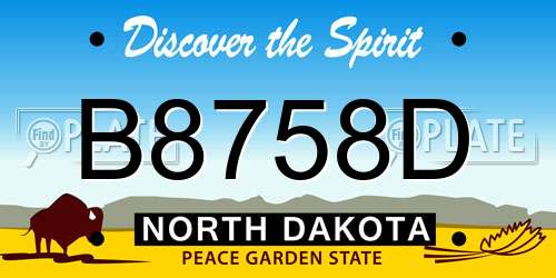 B8758D North Dakota License Plate