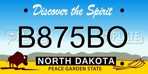 B875BO North Dakota License Plate