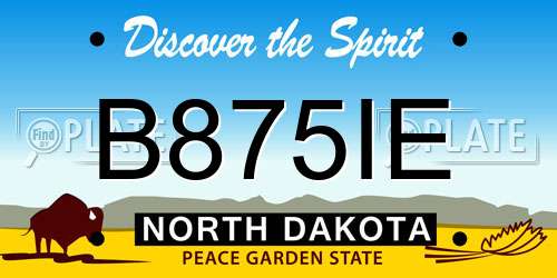 B875IE North Dakota License Plate