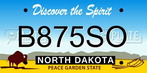 B875SO North Dakota License Plate