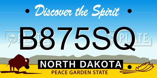 B875SQ North Dakota License Plate