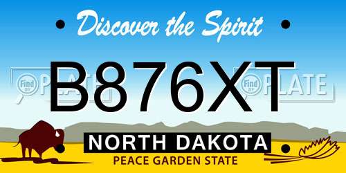 B876XT North Dakota License Plate