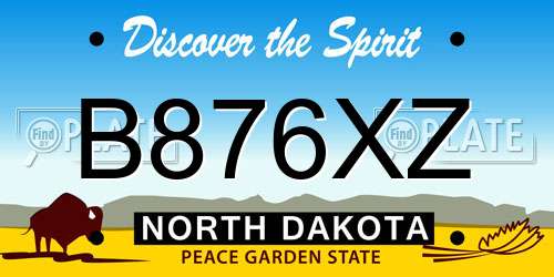 B876XZ North Dakota License Plate