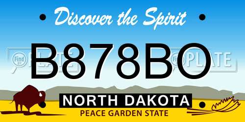 B878BO North Dakota License Plate