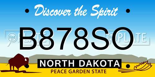 B878SO North Dakota License Plate