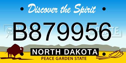 B879956 North Dakota License Plate