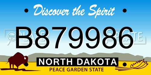B879986 North Dakota License Plate