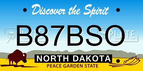 B87BSO North Dakota License Plate