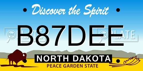 B87DEE North Dakota License Plate