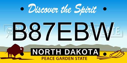 B87EBW North Dakota License Plate