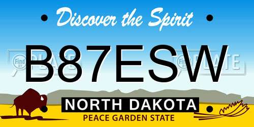 B87ESW North Dakota License Plate