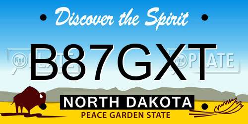 B87GXT North Dakota License Plate