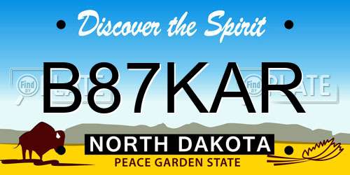 B87KAR North Dakota License Plate