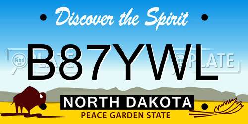 B87YWL North Dakota License Plate