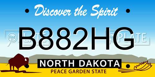 B882HG North Dakota License Plate