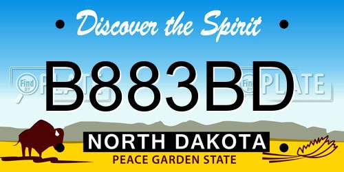 B883BD North Dakota License Plate