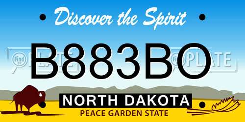 B883BO North Dakota License Plate