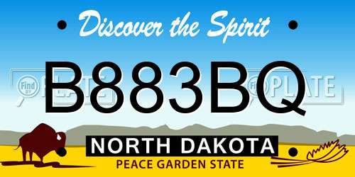 B883BQ North Dakota License Plate