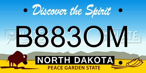 B883OM North Dakota License Plate